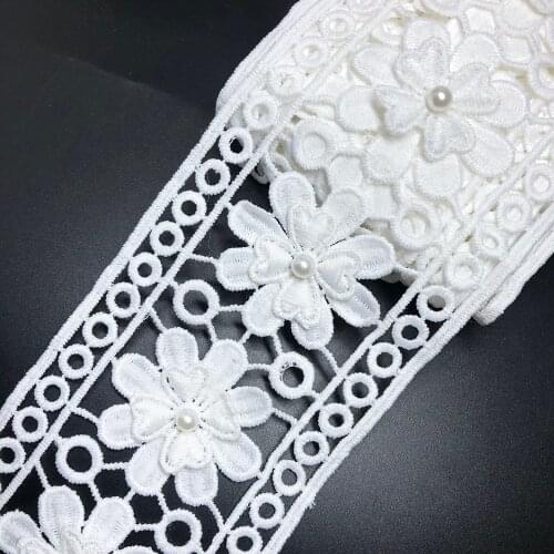10yard 8cm New Bilateral White Elastic Free Water Soluble Embroidery 3d African Lace Fabric Exquisite Milk Silk Hollow Dress