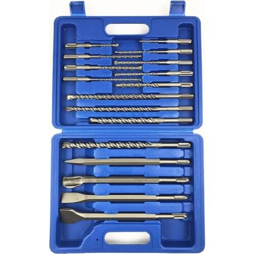17pcs Drill Bits Rotary Hammer Bits Set Hydropower Installation Tools with Storage Box