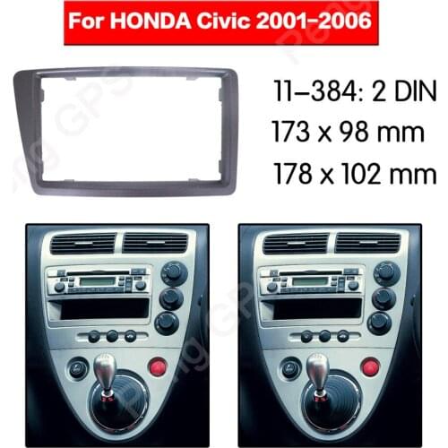2 DIN Car Radio Fascia Install Dash Bezel Trim Kit Fitting Frame Dashboard For Honda Civic 2001-2006 frame Audio