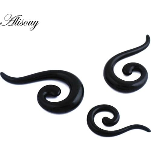 2pcs Acrylic Spiral Taper Flesh Tunnel Ear Stretcher Expander Studs Cone Shape Snail Questions Mark Buffalo Earrings