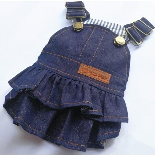 2021 Small Dog Dress Denim Skirt Cat Puppy Doggie Pet Jeans Dresses York Chihuahua Pomeranian Poodle Girls Medium Dog Clothing