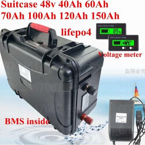 48V 50Ah Lifepo4 60Ah 70Ah 100Ah 120Ah 140Ah 150Ah LiFepo4 battery with BMS for trolling motor solar energy motorhome+10Acharger