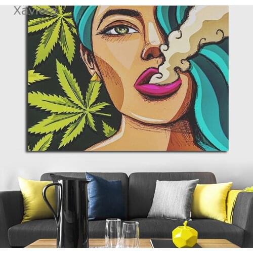 Abstract Cartoon Lady Smoking Art Poster Nordic Modern Canvas Painting Home Decoration Living Room Bedroom Pictures and Prints