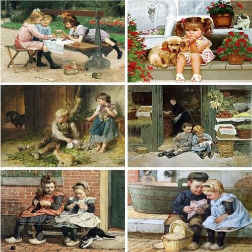 5D DIY Diamond Painting Kids Rhinestone Picture Animals Diamond Embroidery Portrait Diamond Mosaic Full Layout Mural Art Gift
