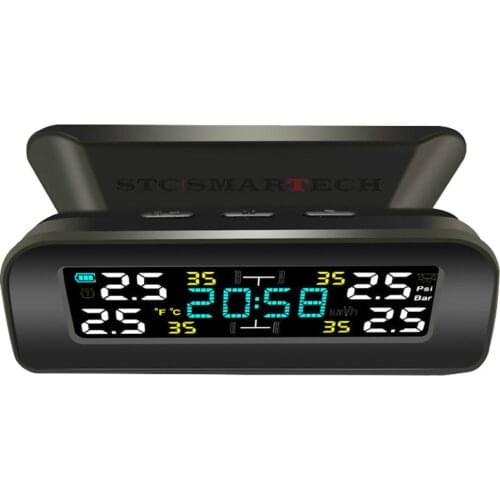 Car TPMS Tyre Pressure Monitoring System Solar Power Digital LCD Display Auto Security Alarm Systems Pressure External Sensor