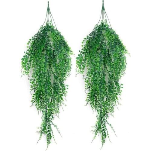 Big deal Artificial Hanging Plants 2PCS Artificial Green Ivy Vine Artificial Shrubs Hanging Vine Plant for Home Garden Outdoor W