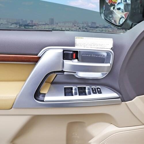 Wooden / Silver Car Interior Door Handle Bowel Styling Cover For Toyota Land Cruiser 200 FJ200 Accessories 2012-2016