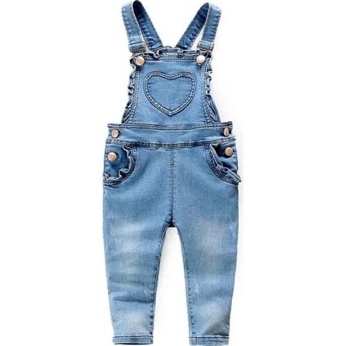 Kids Denim Jumpsuit Back To School New Fashion Children Overalls Jeans Heart Patten Design Kids Pants Boys Girls Jeans Trousers