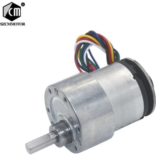 Eccentric Shaft 37mm Diameter Geared Motors 12V 24V 7RPM -1590RPM DC Gear Motor With 2 phases signal feedback Encoder 11pulses/T