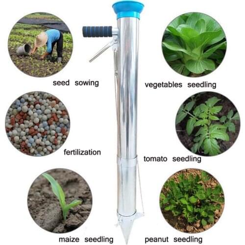 INTBUYING Single Shank Manual Planter Transplanter Seeder Seedling Bulb Planting Tool Hand-Held With Pedal Stainless Steel
