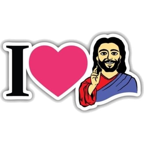 3D Interesting Graphics I Love Jesus Religion PVC Motorcycle Car Sticker Custom Printing Fashion Waterproof Decal Kk15*8cm