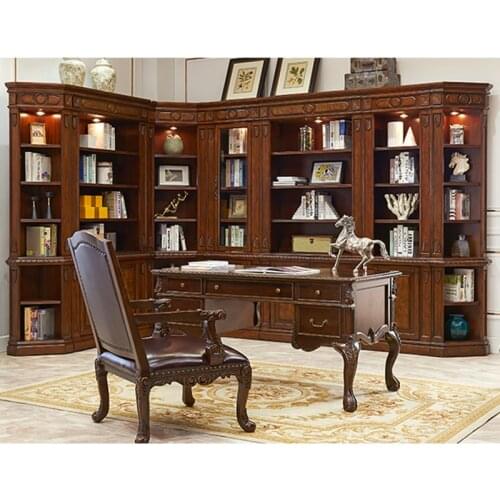 American Solid Wood Bookcase Without Door Study Room Free Combination Bookcase European Antique Storage Bookshelf