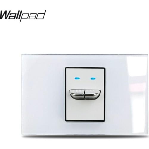 Toggle Button US 2 Gang Light Switch 118*75mm Wallpad L3 White Glass PanelAU IT IL 1 Way 2 Way Power Supply Switch with LED 3M