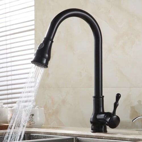 Kitchen Faucet Brass Brushed Nickel High Arch Kitchen Sink Faucet Pull Out 360 Rotate Spray Mixer Tap Torneira Cozinha GYD-7117