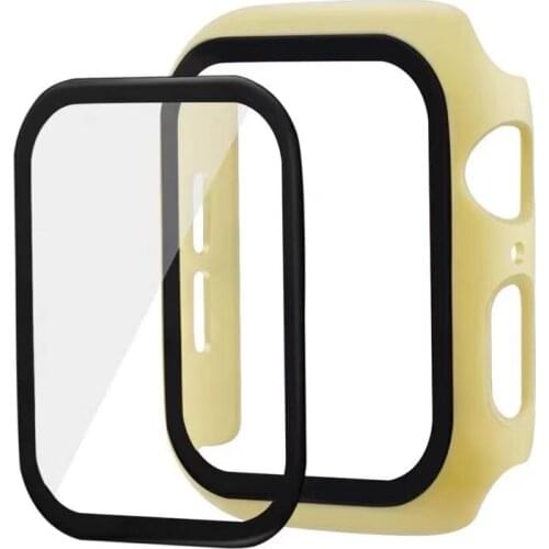 For Apple Watch Full cover series 6 SE 5 4 3 2 matte Plastic bumper hard frame case with glass for iWatch screen protector