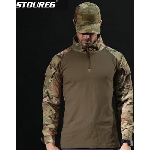 Mens Tactical Hiking T-Shirts Army Camouflage Long Sleeve Hunting Outdoor Shirt,Male Sport Top Clothes
