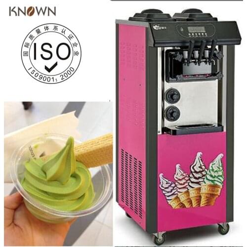Soft Ice Cream Machine 3 Flavors frozen yogurt fruit ice cream roller maker with free shipping by sea on promotions