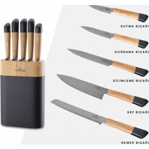 Karaca Maple Black 6 Piece Knife Set