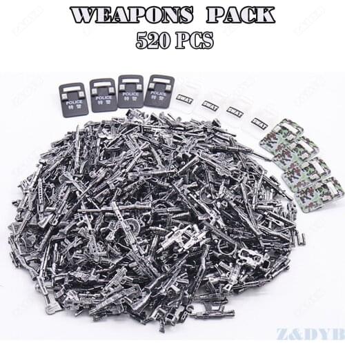 520PCS Weapons Pack Gun Kits Military Scene Series Mini Soldier Figures Locking WW2 Model building Block Brick Children Kids Toy