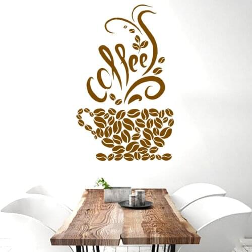 Coffee Cups Wall Sticker Cafe Bean Decal Coffee Shop Decoration Kitchen Pub Restaurant Decor Creative Store Decorative Removable