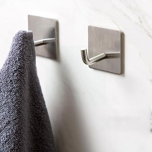 Wall-mounted Sticky Hooks Punch-free Steel Hook Holder Rack Hanger Sticky Kitchen Bathroom Self Adhesive A0E1