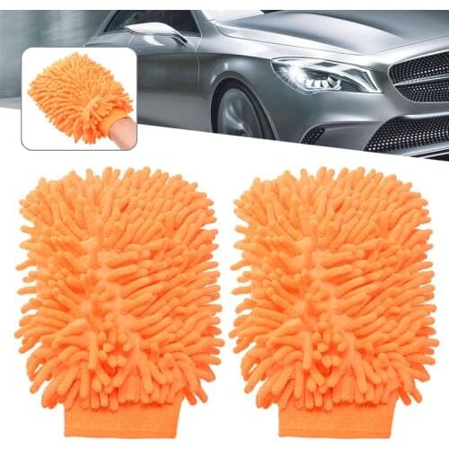 2pcs Car Auto Care Cleaning Gloves Kitchen Household Chenille Wash Washing Clean Gloves Multicolor Auto Washing Tool 14x23x2.5CM