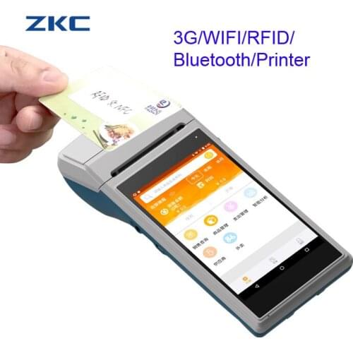 5.5"Android Handheld mobile POS machine With 58mm bluetooth thermal Printer NFC/RFID Reader ZKC5501