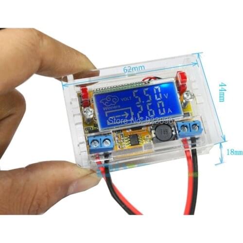 DIY kit 5~23V 3A DC-DC adjustable step-down Regulated power supply module voltmeter ammeter Dual Display With Acrylic Case l1233