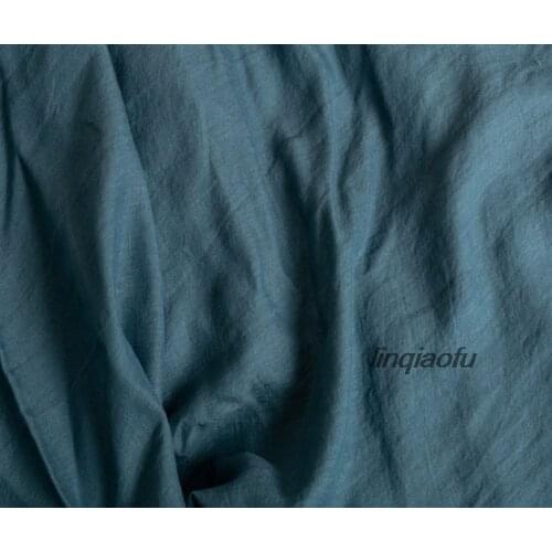 Special offer retro style four seasons blue linen haze blue clothing fabric