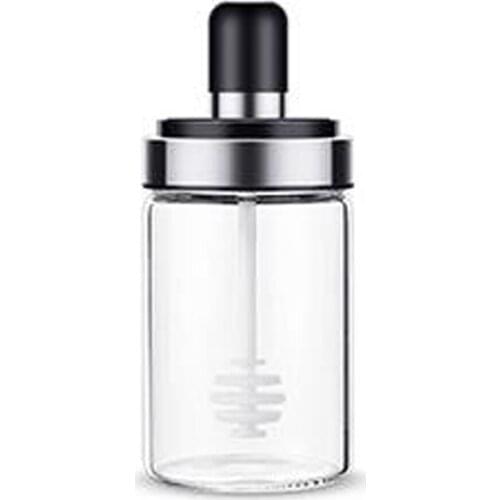 Glass Honey Pot With Dipper Transparent Glass Jar 250ml