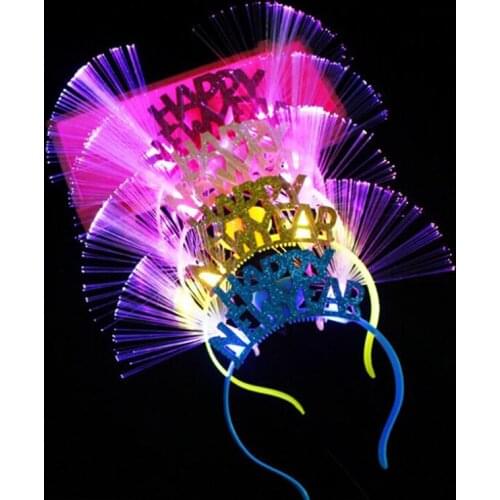 Led Headband Happy New Year Light Up hair Accessories Colorful Children Girls Headwear Rave Glow Party Supplies Christmas Kid