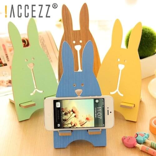 !ACCEZZ Cute Wooden Holder For iPhone 11 12 Pro Max Mini X XS 7 Xiaomi Samsung Desk Tablet Stand Portable Lazy Bracket Universal