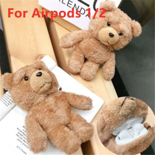For AirPods 1/2 Protective Cover Cute Teddy Bear Plush Earphone Case For Apple AirPods Girl Gift