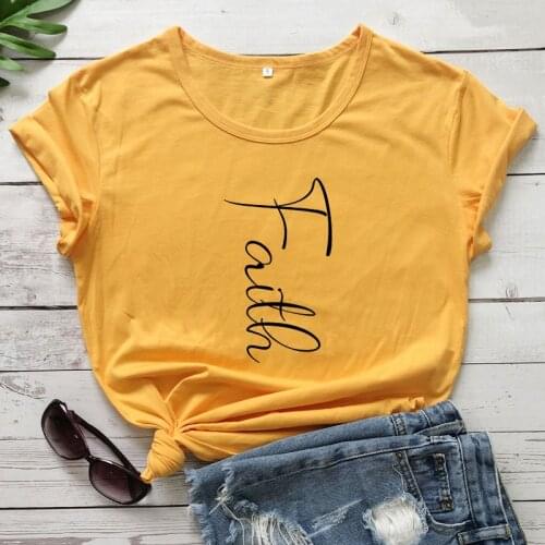 Summer Cross Faith Letter Print T-shirts Inspired Graphic Jesus Christian Tshirt Blouse Women Religious Church Bible Tees Tops