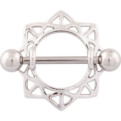 1PCS Fashion Sexy Stainless Steel Hollow Star Nipple Ring for Women Body Piercing Jewelry