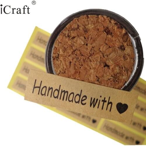 108pcs 4.5x1.3cm Rectangle Kraft Seal Sticker Handmade With Heart Paper Sticker Self-adhesive DIY Paper Label