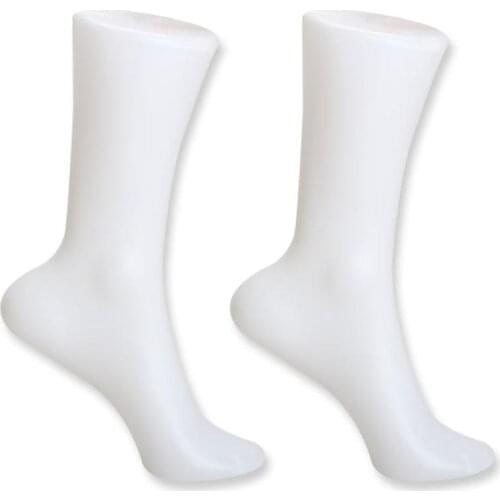 2PC Female Mannequin Plastic Sock of Legs Feet Foot White Display Mold Short Stocking Shoes Mannequin Holder New Drop ship