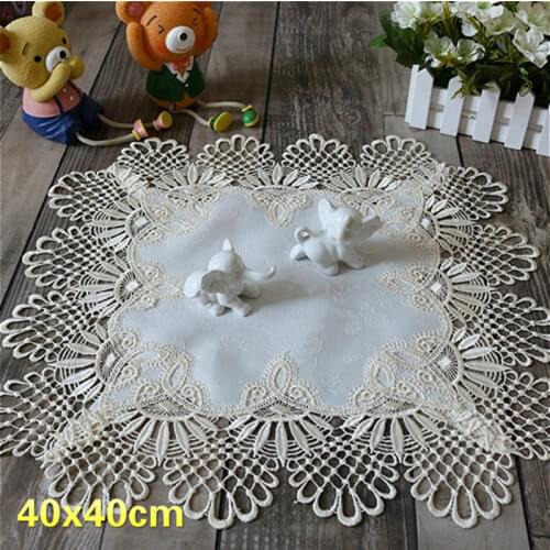 2019 Modern Fashion Brocade Water Soluble Embroidery Simple Placemat Coaster Balcony Coffee Round Table Mat Furniture Decoration