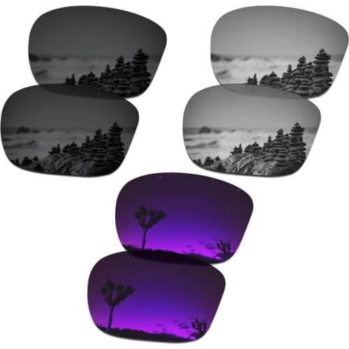 SmartVLT 3 Pairs Polarized Sunglasses Replacement Lenses for Oakley Sliver F Stealth Black & Silver Titanium & Plasma Purple
