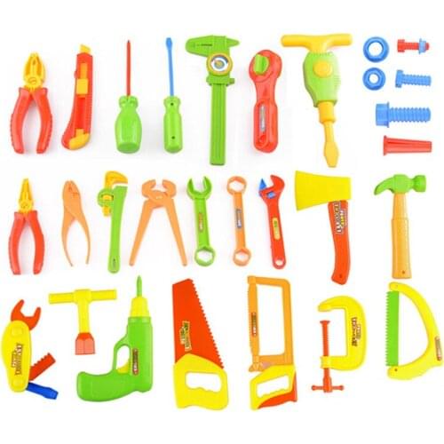 34pcs/set Repair Tools Toy Children Builders Plastic Play House Accessories Set Kids Pretend Play Classic Educational Toys Gift