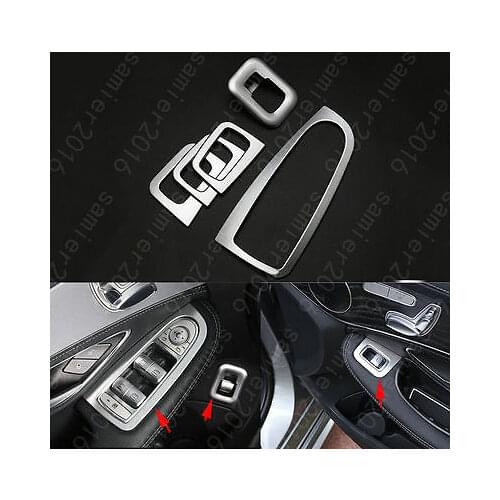 5x Window Lift +Rear Trunk Button Frame Cover Trim For Benz GLC Class X205 16-17