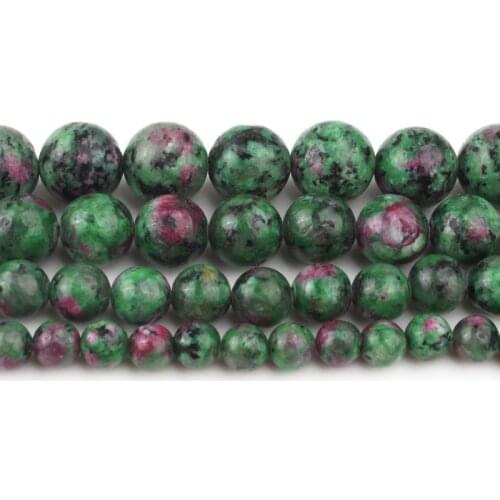 6/8/10/12mm Natural Zoisite With Red Dye Color Stone Beads For Accessories Jewellery Making DIY Bracelet Strand 15