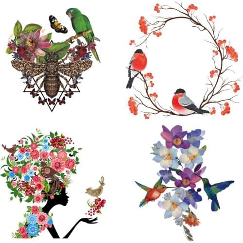 Fashion Womens Clothing Applique Iron on Flowers Patches Clothing Applications Heat Transfer Stickers DIY Dress T-shirt Print E