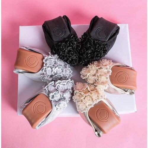 34-43 Plus Size crystal flower foldable ballet flats woman light ballerina shoes women loafers bling floral soft soled moccasins