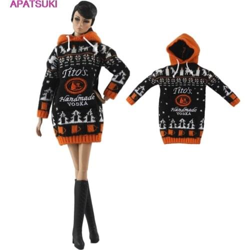Black Brown Fashion Doll Clothes for Barbie Doll Outfits Sweater Hoodie Christmas Gift 1/6 BJD Dolls Accessories Toy