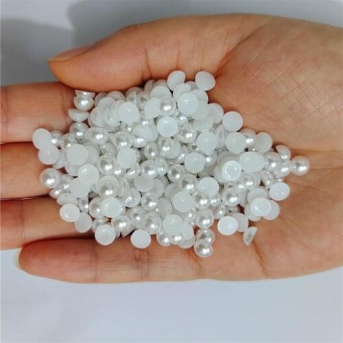 Pure white Half Round Pearl Rhinestone Crystal Non Hotfix Flat Back Rhinestones Trim Accessories for Nail Art Rhinestones
