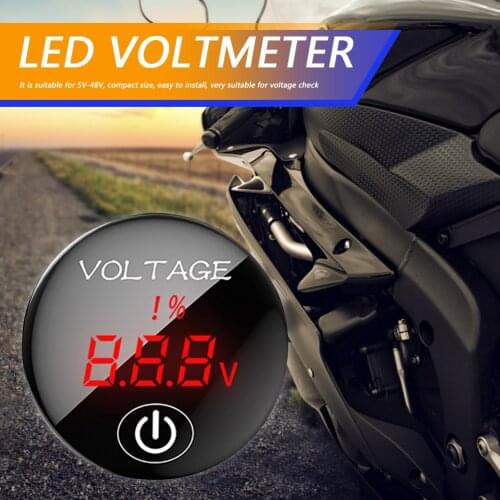 DC 5V-48V LED Panel Digital Voltage Meter Car Motorcycle Battery Capacity Display Voltmeter with Touch ON/OFF Switch