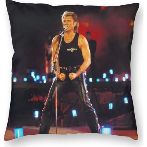Singer Johnny Halliday France Square Pillow Cover Home Decorative French Rock Music Cushion Cover Throw Pillow for Sofa