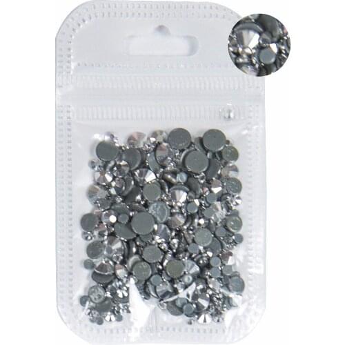 AAAA+ Best Quality Silver Hematite Mix Size Hot Fix Rhinestone More Shiny Super Bright Nail Art Hotfix Iron On Stones.10Gram
