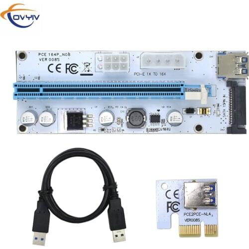 COVYIV GPU PCIE PCI-E Riser 008S card PCI E X16 PCI Express 3in1 Molex 6Pin to SATA 1X 16X USB3.0 Extender Mining Fast shipping